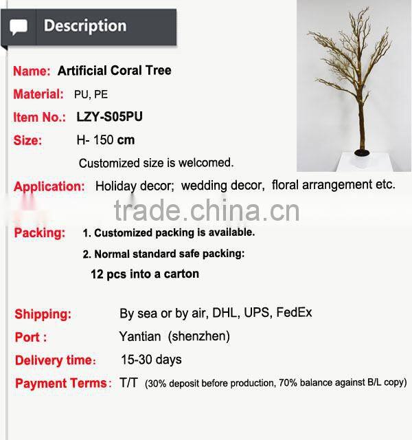 Golden artificial tree branches wedding hall centerpieces christmas decoration