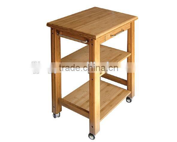 bamboo dining cart with four movable feet