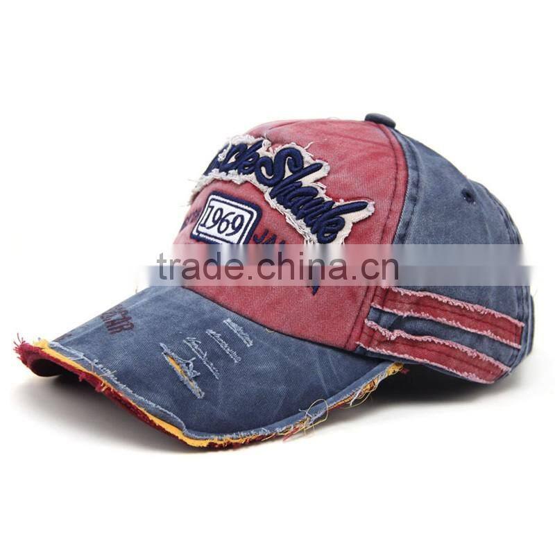 New Style Distressed Washed Denim Sport Cap With Your Own Design