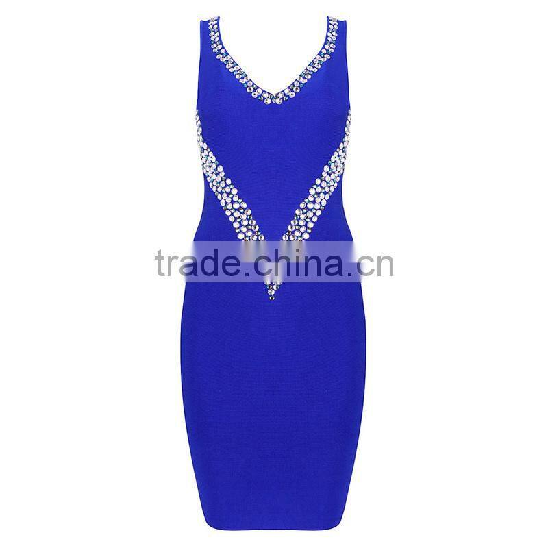 deep v-neck backless bandage dress