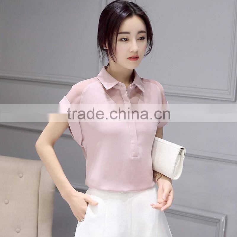 Short Sleeve Latest Fashion Lady Blouse
