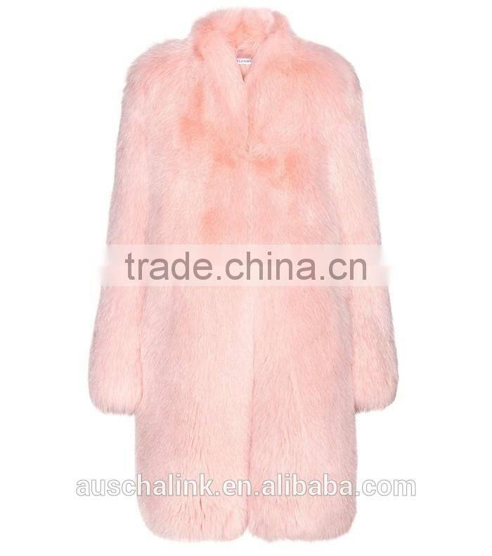 2016 best selling winter women pink sexy fox fur coat OEM service