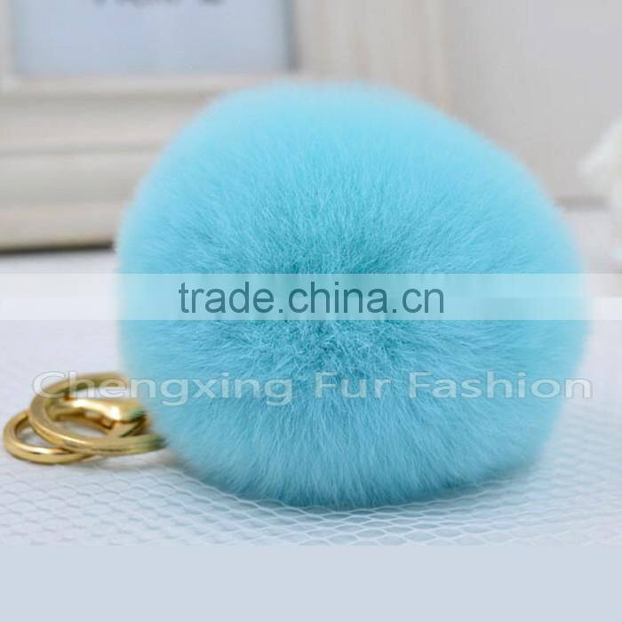 CX-R-09 Genuine Rex Rabbit Fur Keychain - BLACK