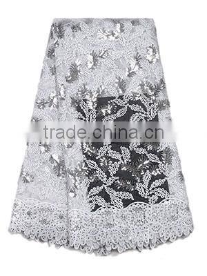 Wholesale African Wedding Lace Fabric Emboridery Dubai Lace With Sequins FL0184