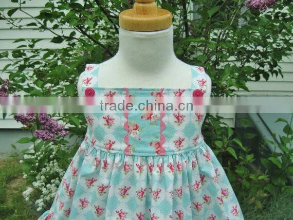 Latest design 3 year old girl dress 100% cotton floral two piece prom baby clothes dress set