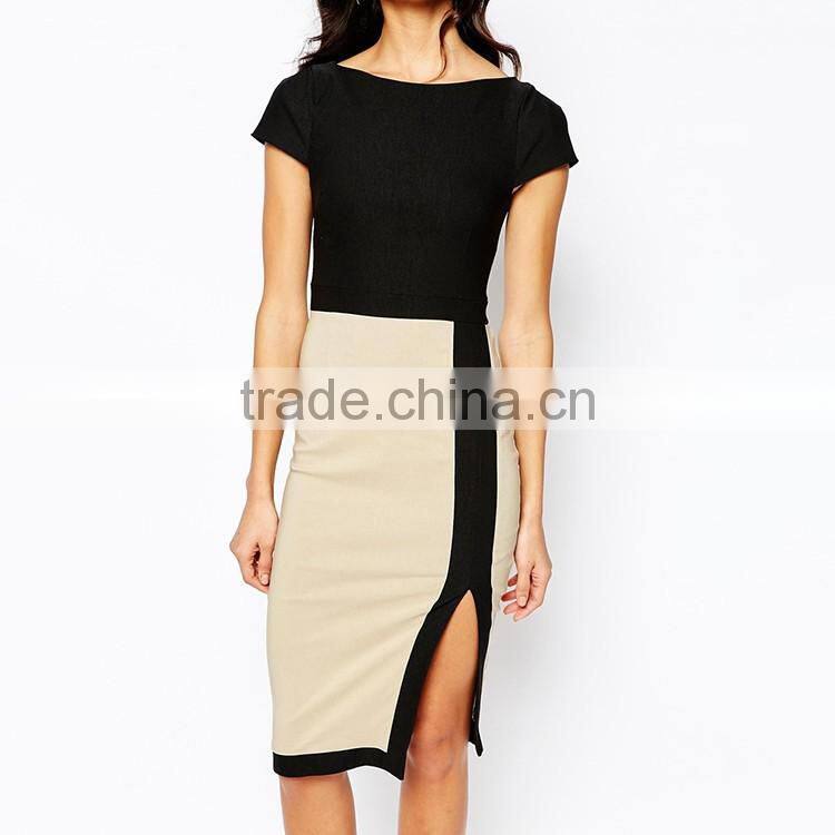2 in 1 Pencil Dress With Cap Sleeve and Side Split