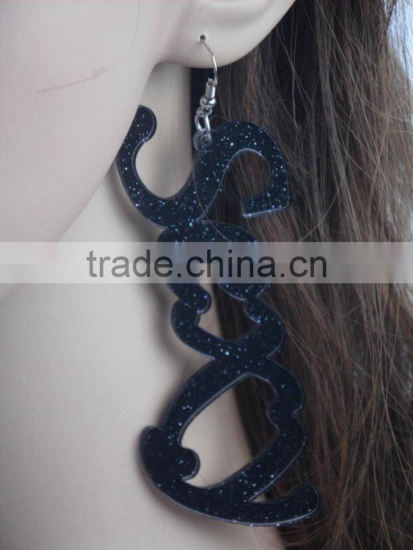 2015 large size letter Punk earring jewelry Hip Hop custom acrylic initial letter earring new design acrylic alphabet earrings