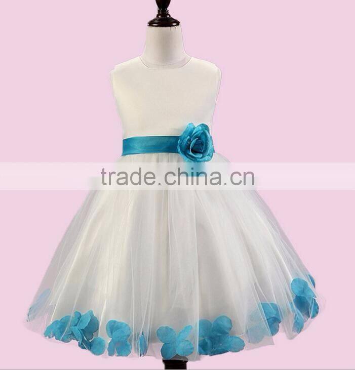 2016 New Arrival Lace Flower Kids Dress Baby Girl Party Dress With Rose Detail Princess Wedding Dress For Children