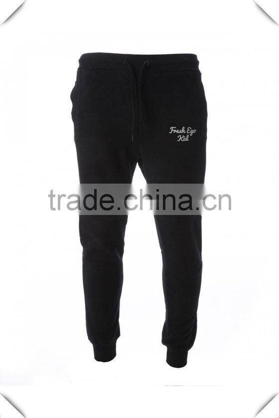 China Manufacurer custom 65% cotton 35% polyester blend Black tapered joggers wholesale sweatpants mens with OEM logo