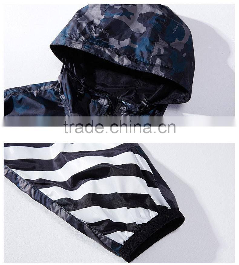 Men's Digital Printed Camo jacket zipper pulls 100% polyester light weight waterproof windbreaker jacket custom made