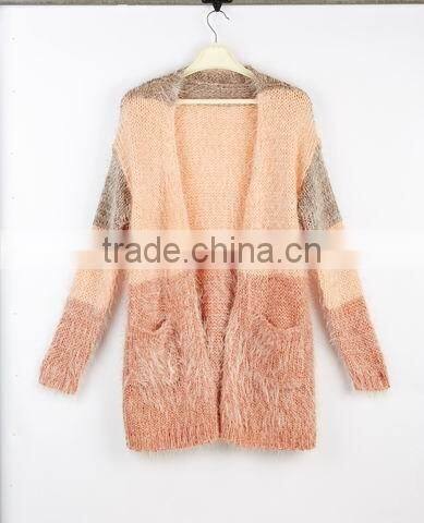 V neck men cardigan striped fashion mohair sweater