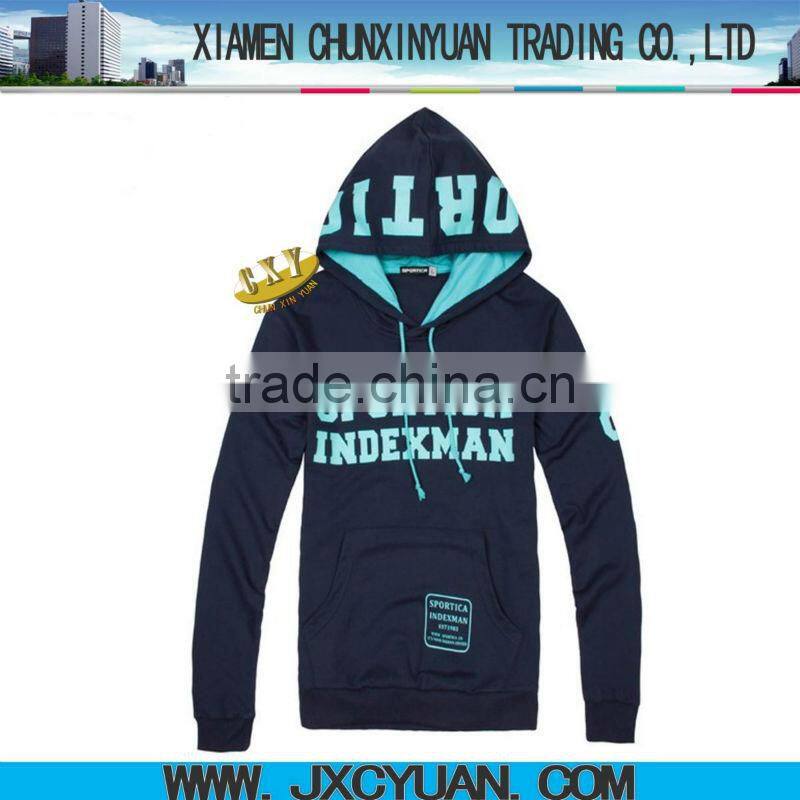 Fashion mens high quality hoodie coats with custom printing and pocket