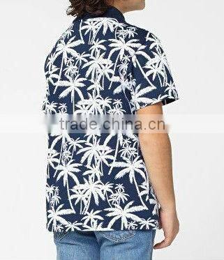 Short Sleeve Palm Tree Print 100% Cotton Children Clothing Manufacturer