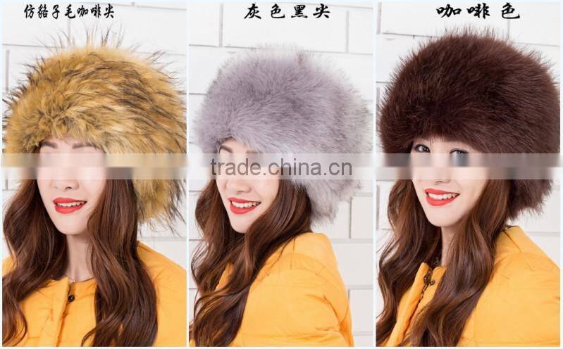 Woman and man fashion fox faux fur russian hats with satin lining/Round top unisex winter cap hats