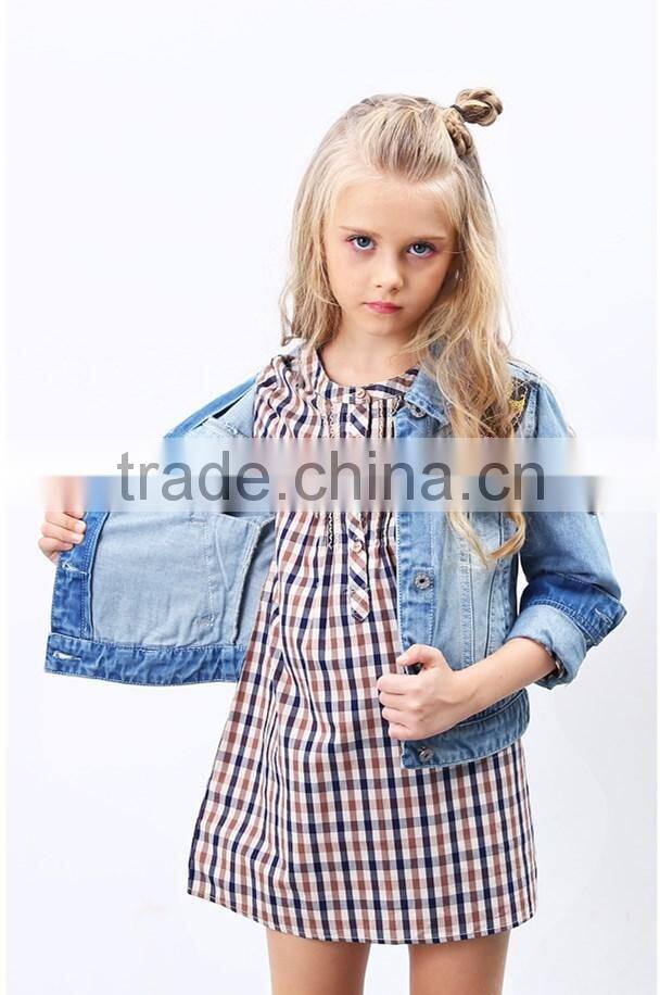 Latest designs fall boutique outfits long sleeve girl plaid dress wholesale children's boutique clothing