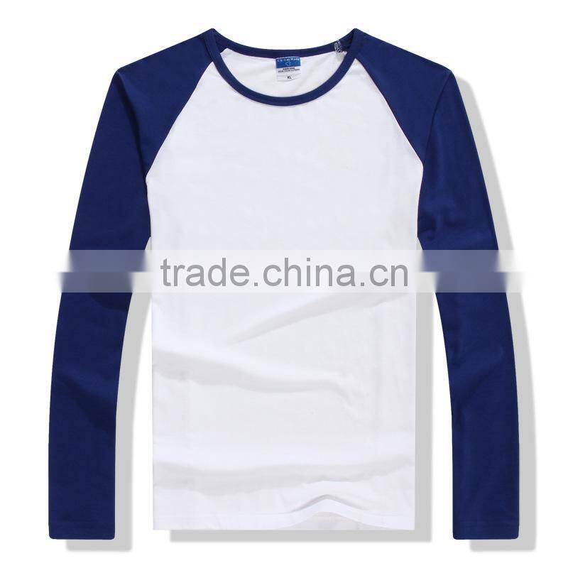 Good quality and fashion Male Long sleeve Raglan T shirt Round sleeve t shirt for men