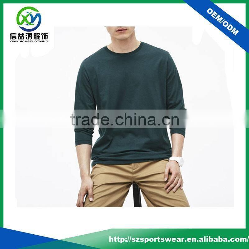 Hot selling O-Neck soft mens long sleeve pima cotton t shirt wholesale/ gym shirt