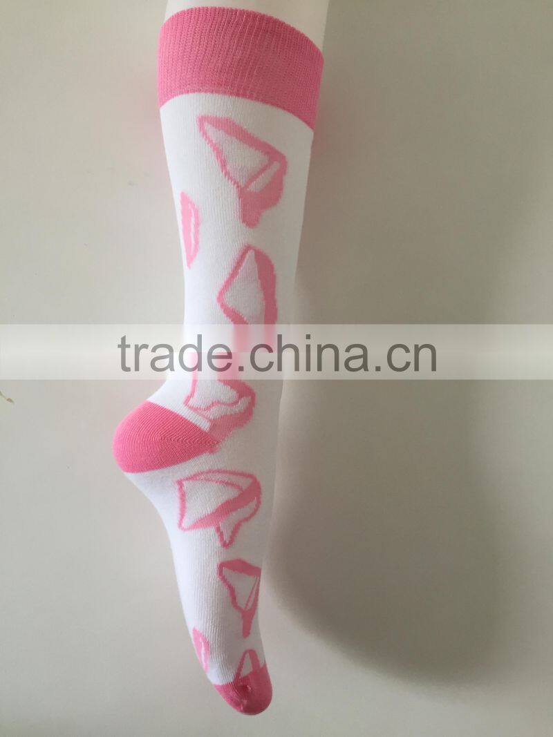 Korean Cartoon Young Girl Tube Pink Color Custom Design Make Your Own Socks