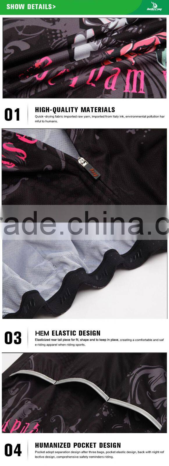 BEROY 100 polyester skull pattern cycling jersey short sleeve,high quality bicycle sweat shirt