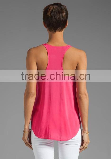 women's 100% rayon pocket shirting tank