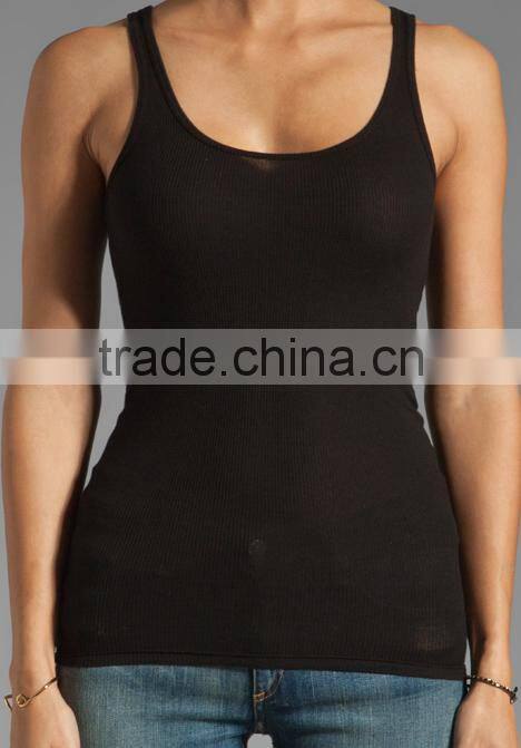 2x1 Ribbed Modal Cotton Tank Tops in Black