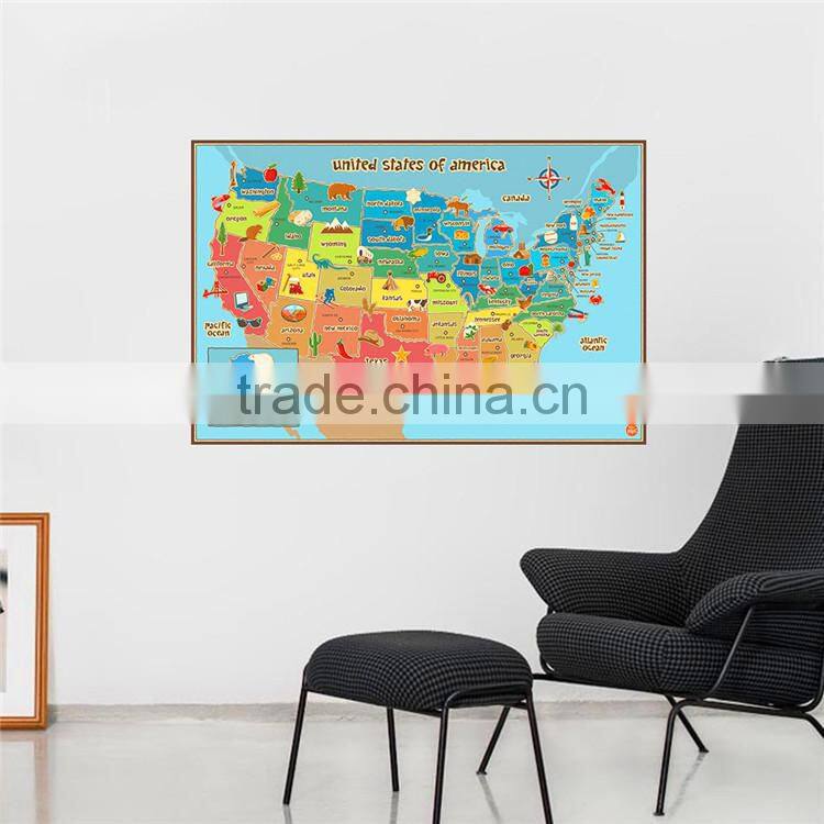 removable wall sticker USA America states colorful animal map wall decor animals fruits paint craft paper living room bedroom st