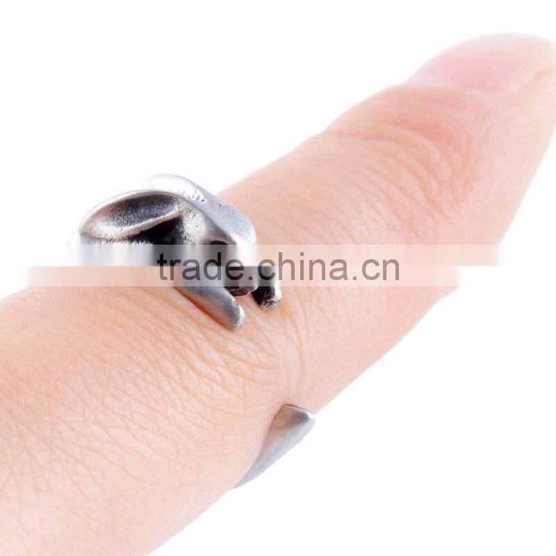 Rabbit Animal Wrap Rings Gold Plated Jewelry Adjustable Retro Ring Resizable