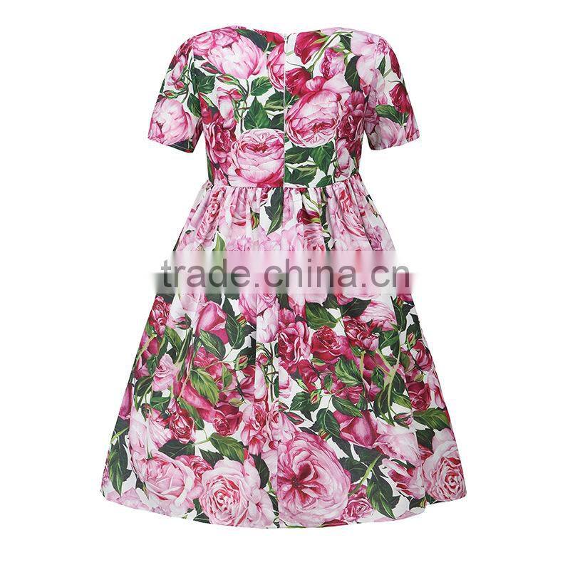 Mom and Daughter Short Dresses Floral Pink Skirt