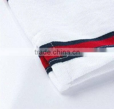 Contrast color stripe cotton Polo T-shirts