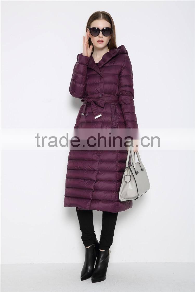 Purple Windproof Lightweight Women Down Coat