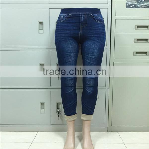 Sexy SKINNY JEANS M/L Mock Denim Cropped Jegging Seamless patch sewing style 3