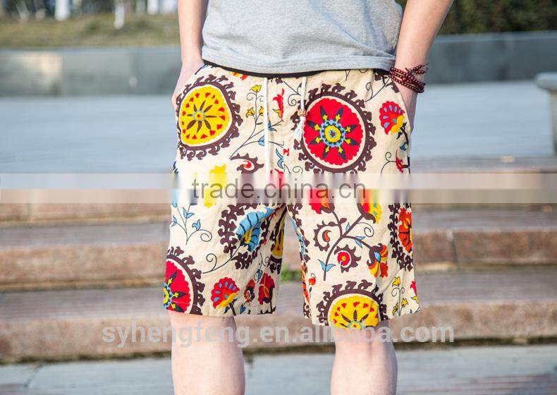 2016 summer beach wear printing young short pants for man