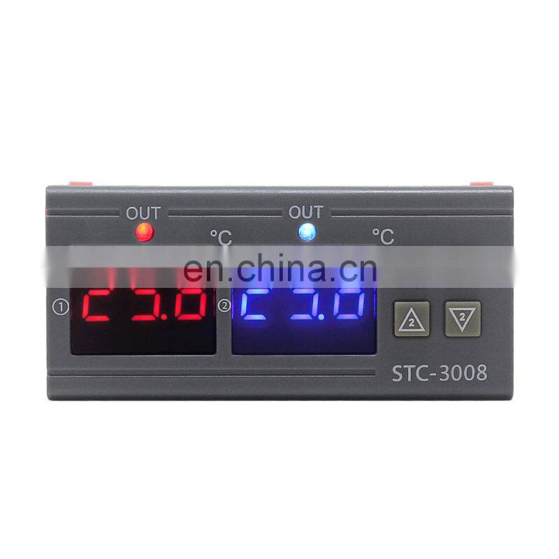 STC-3008 Dual Digital Temperature Controller Two Relay Output 12V 24V 220V Thermoregulator Thermostat Heater Cooler Dual Probe