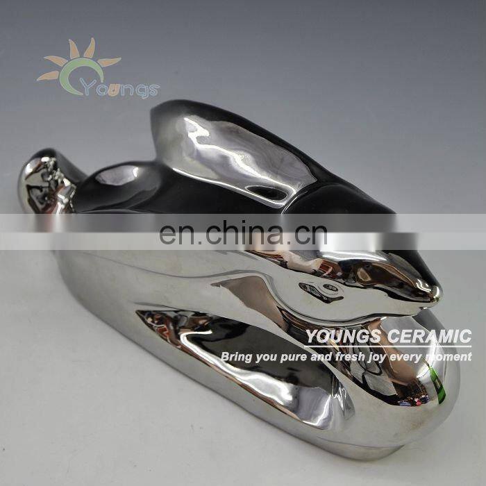 Ceramic Wine Bottle Silver Rabbit Holder