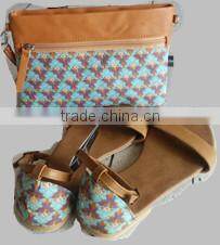 matching checked bag and shoes set