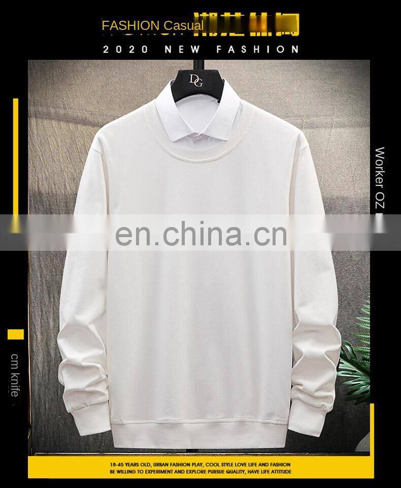 Custom brand round neck plain sweatshirt 100% cotton high quality men custom pullover hoodie plus size men t-shirt