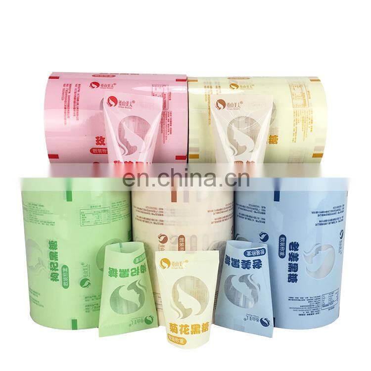 Custom transparent back sealed chocolate bag clear food packaging film on roll sugar salt seasoner sachet packaging film