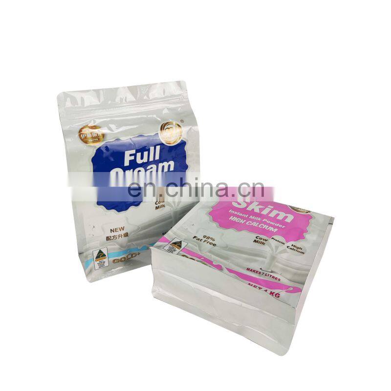 500g Food grade level milk powder packaging bags zip lock eight sides seal bags flat bottom stand up pouch with zipper