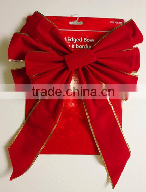 8.5" Width Bow and 2.5" Ribbon Width with Gold Line Edges Velvet Butterfly Ribbon Bow