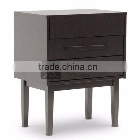 NI-136 Two Drawers Nightstand With Solid Wood Legs