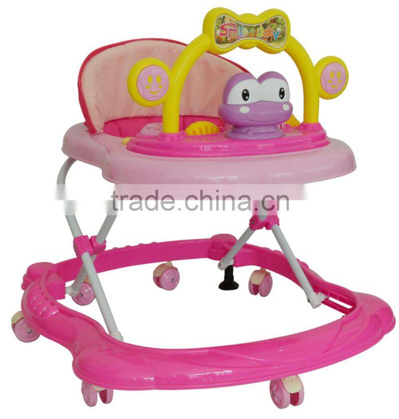 New Model Fashion Plastic Cartoon Round Baby Walker with Canopy BM1343C