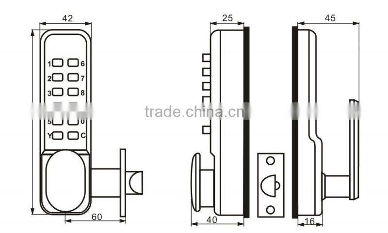 OSPON Keyless Mechanical Digital Door Lock Stain nickel OS2207