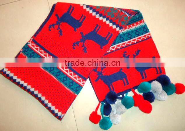 Fashion Warm Winter Knitted Scarf with Tassel Balls