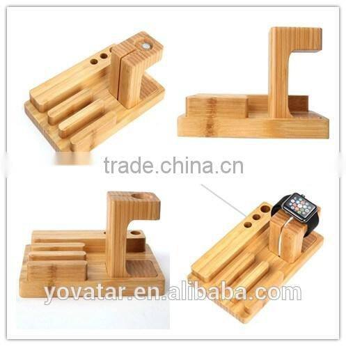 Multi-Functional Watch Holder Stand Wooden Smartphone Mount with Charging Slot