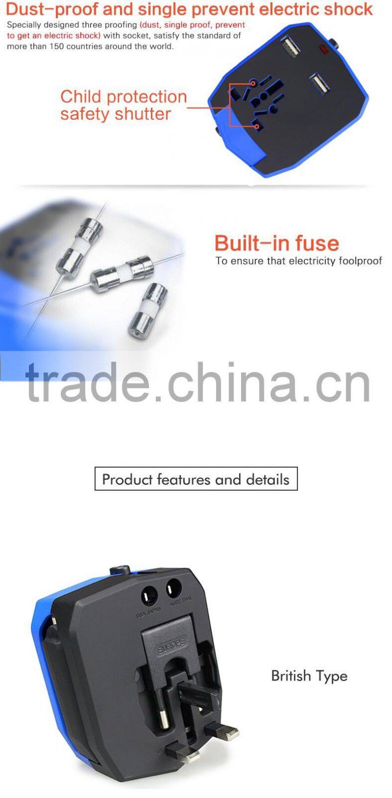 2016 Travel Power Converter Travel-Power-Converter-Adaptor Car Charger/Traver Charger Adaprter 2-in-1