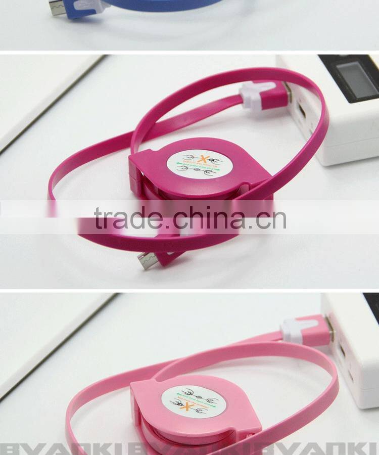 2016 new premium high quality retractable micro usb data cable sync data and charging usb cable for samsung and iPhone 6s/6splus