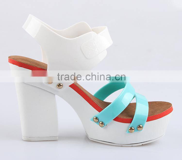 2015 transparent high heels jelly shoes brazil melissa fashion pvc lady shoes sweet party woman sandals