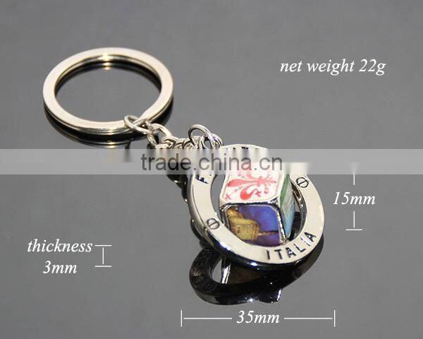 Italy Firenze Souvenirs Customized Spinning Scenery Dice Rotate Metal Revolve Dice Key Ring