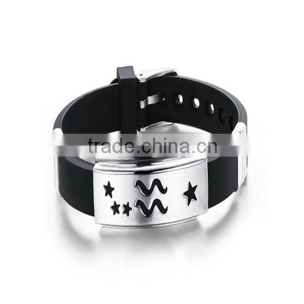 engrave metal plate silicone bracelet stainless steel