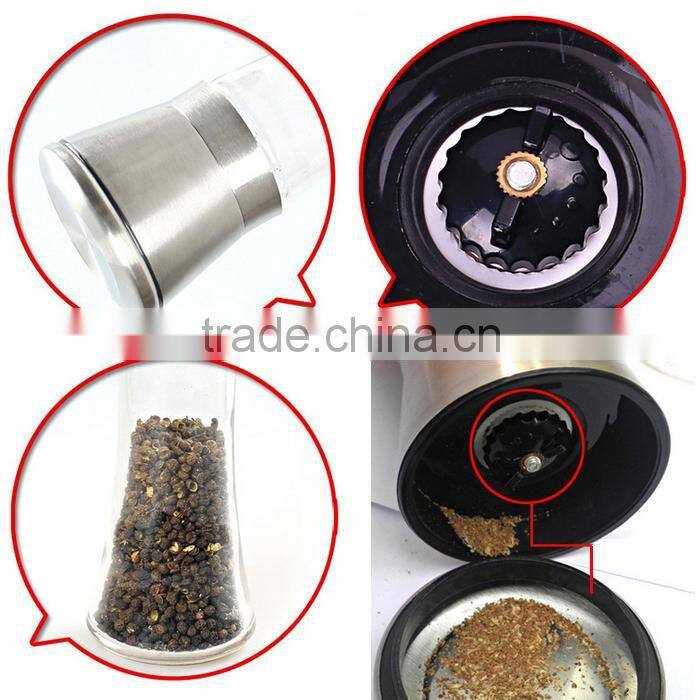 Stainless steel pepper grinder, manual ceramic core, home kitchen supplies, Glass pepper millStainless steel pepper grinder
